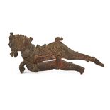 A bronze betel-nut cutter in the form of a horse, India, 19th century, engraved and modelled as a...