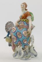 A Paris (Samson) Chelsea style porcelain figure of Juno and a peacock, second half 19th century, ...