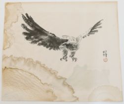 Xu Beihong, 1895-1953, Eagle, wood block print by Rongbaozhai made in mid-late 20th century, unfr...