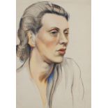 Linda Carmen,  British 1910-1991 -  Portrait;  charcoal, pastel and wash on paper, 34 x 24 cm (...
