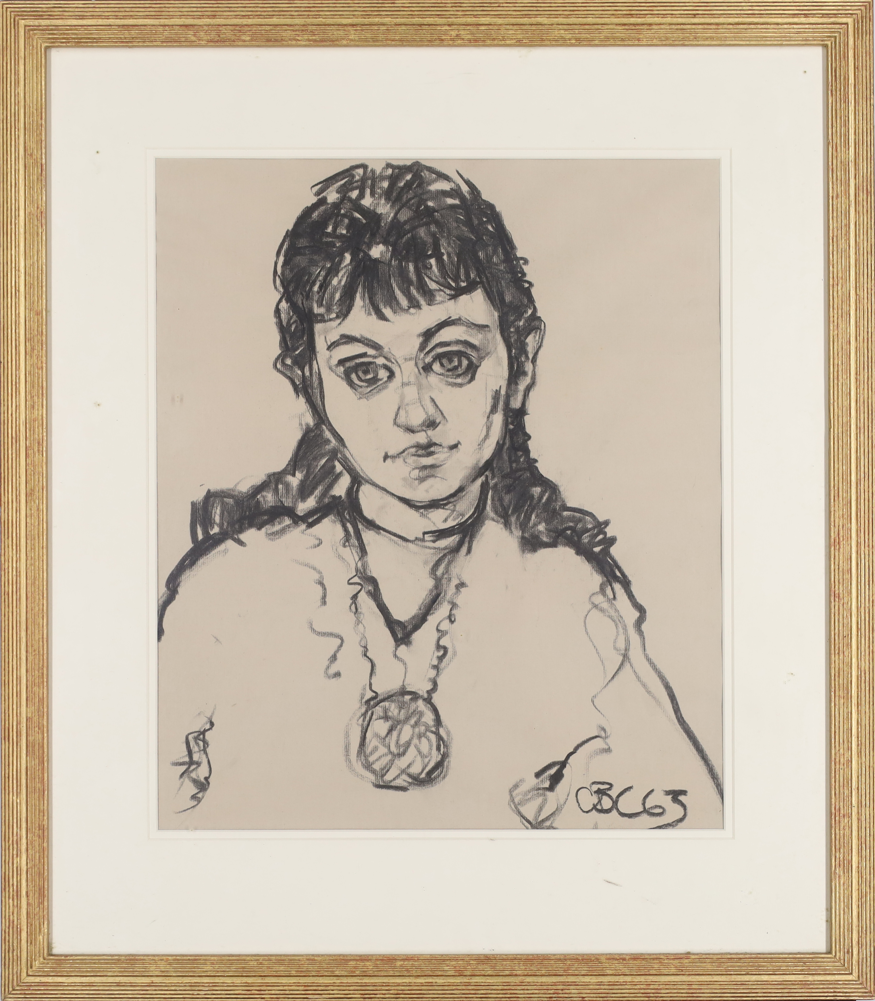 Clifford Cundy,  British 1926-1992 -  Portrait of a girl, 1965;  charcoal on paper, signed with... - Image 2 of 3