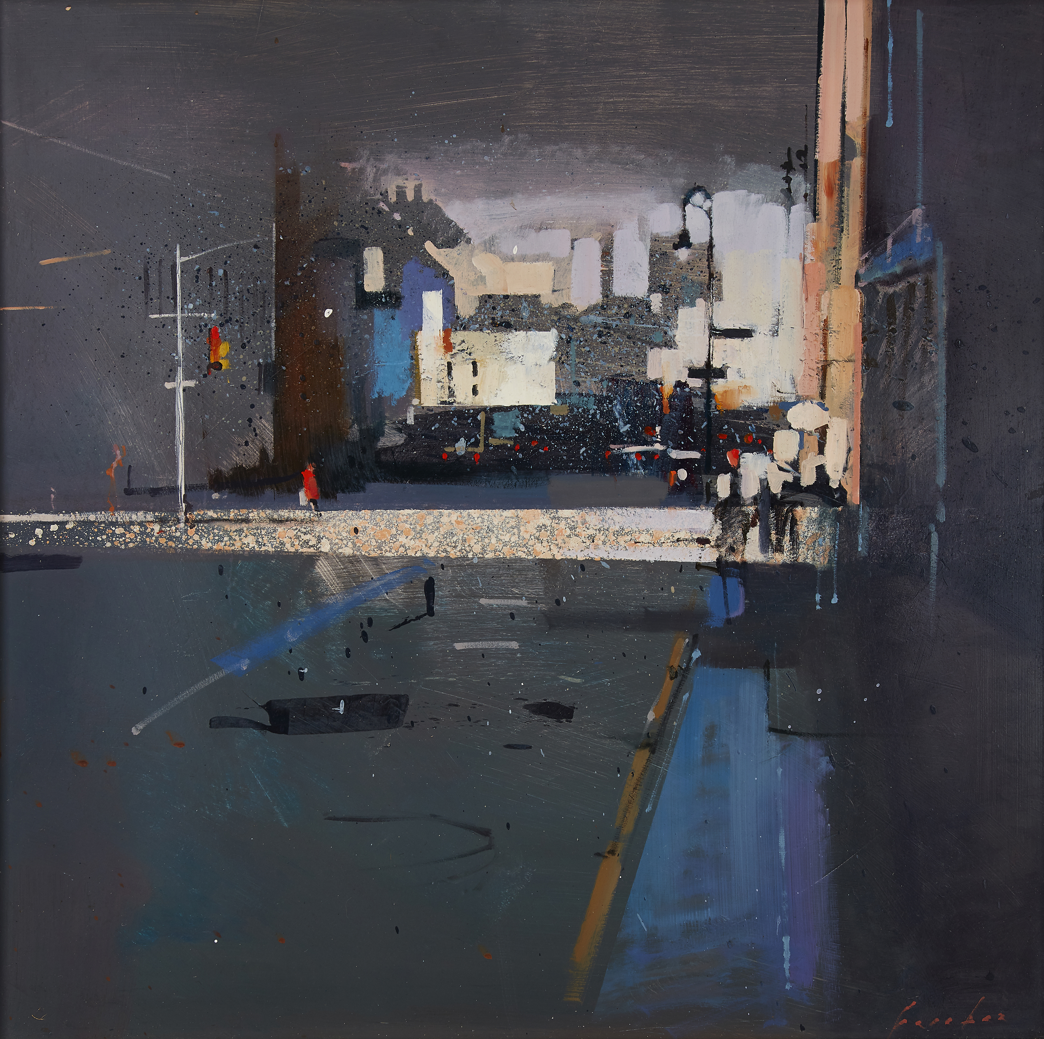 Alan Ferebee,  British 20th century -  Street scene;  oil on panel, signed lower right 'Farebee...