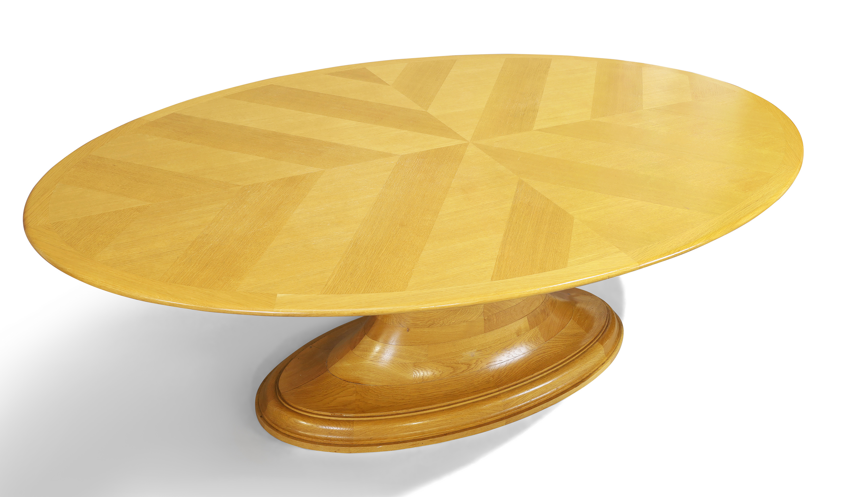 An oval parquetry top oak dining table, c.2015, 71cm high, 210cm wide, 130cm deep - Image 2 of 2