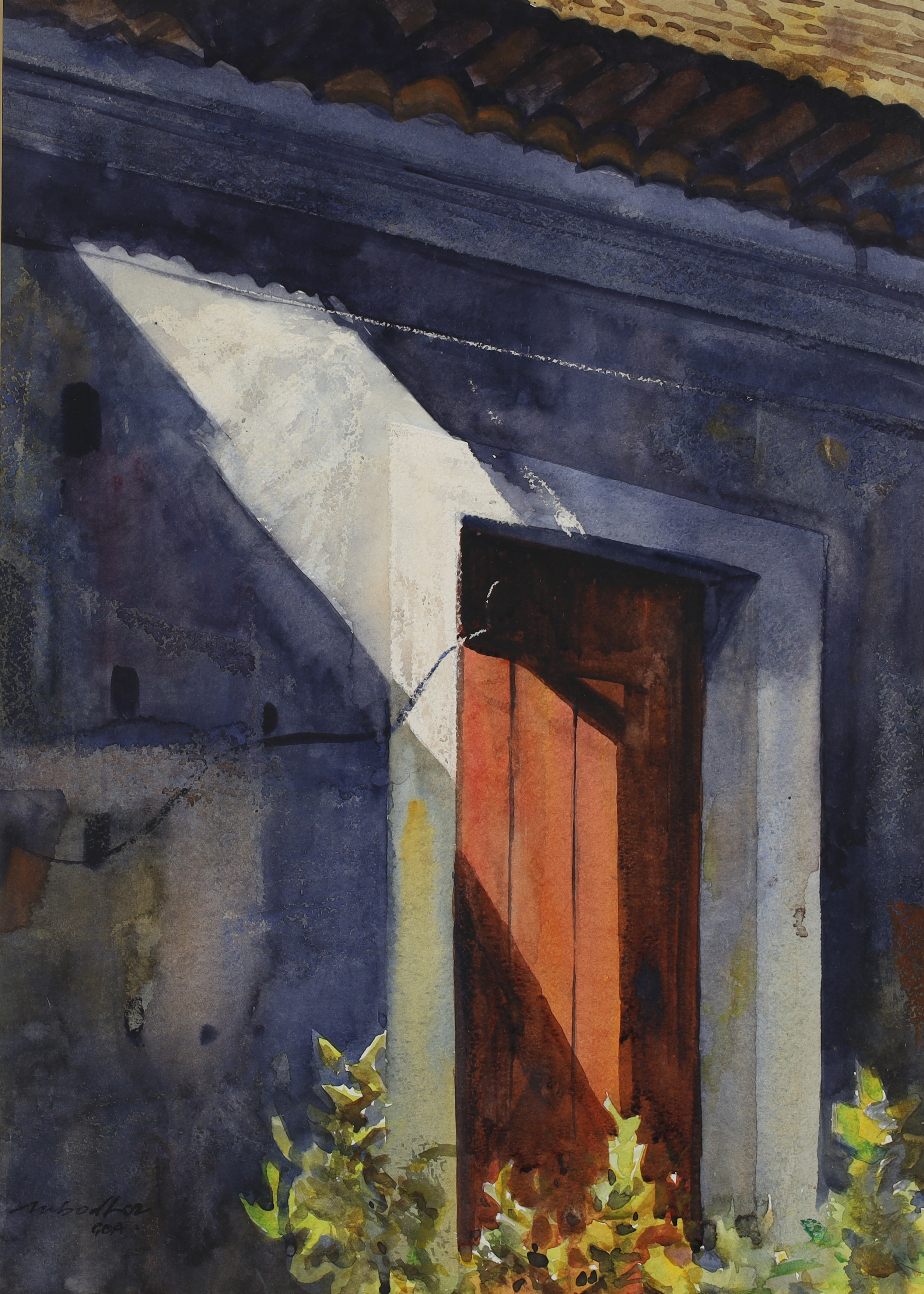 Indian School,  20th/21st century -  Goa;  gouache on paper, indistinctly signed lower left, 59...