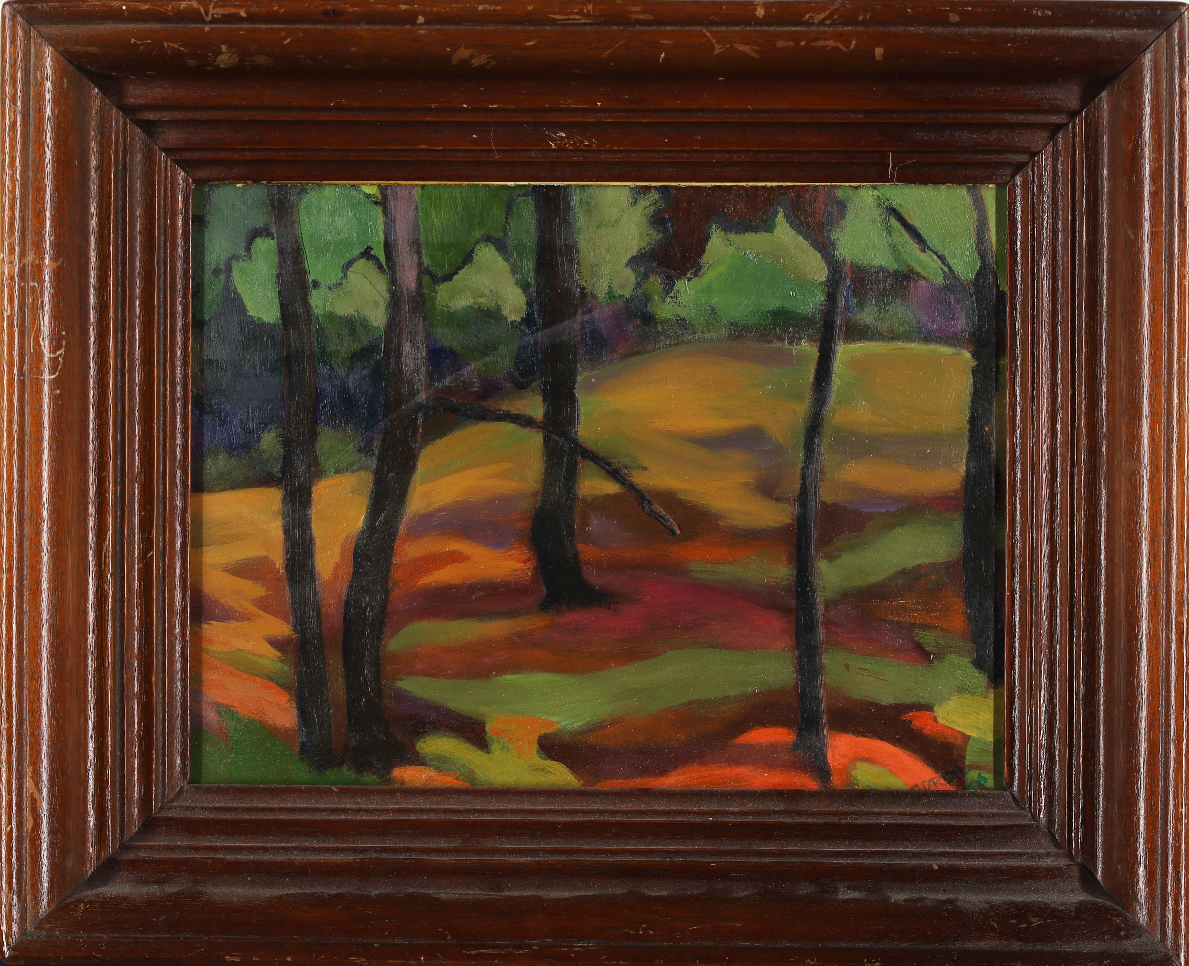 A Soren,  Canadian 20th century -  Woodland scene, 1966;  oil on panel, signed and dated lower ... - Image 2 of 2
