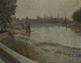 James Dring,  British 1905-1985 -  Albert Bridge;  oil on canvas, signed lower right 'James Dri...