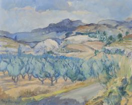 Philip Meninsky,  British 1919-2007 -  South of France landscape;  oil on board, signed lower l...