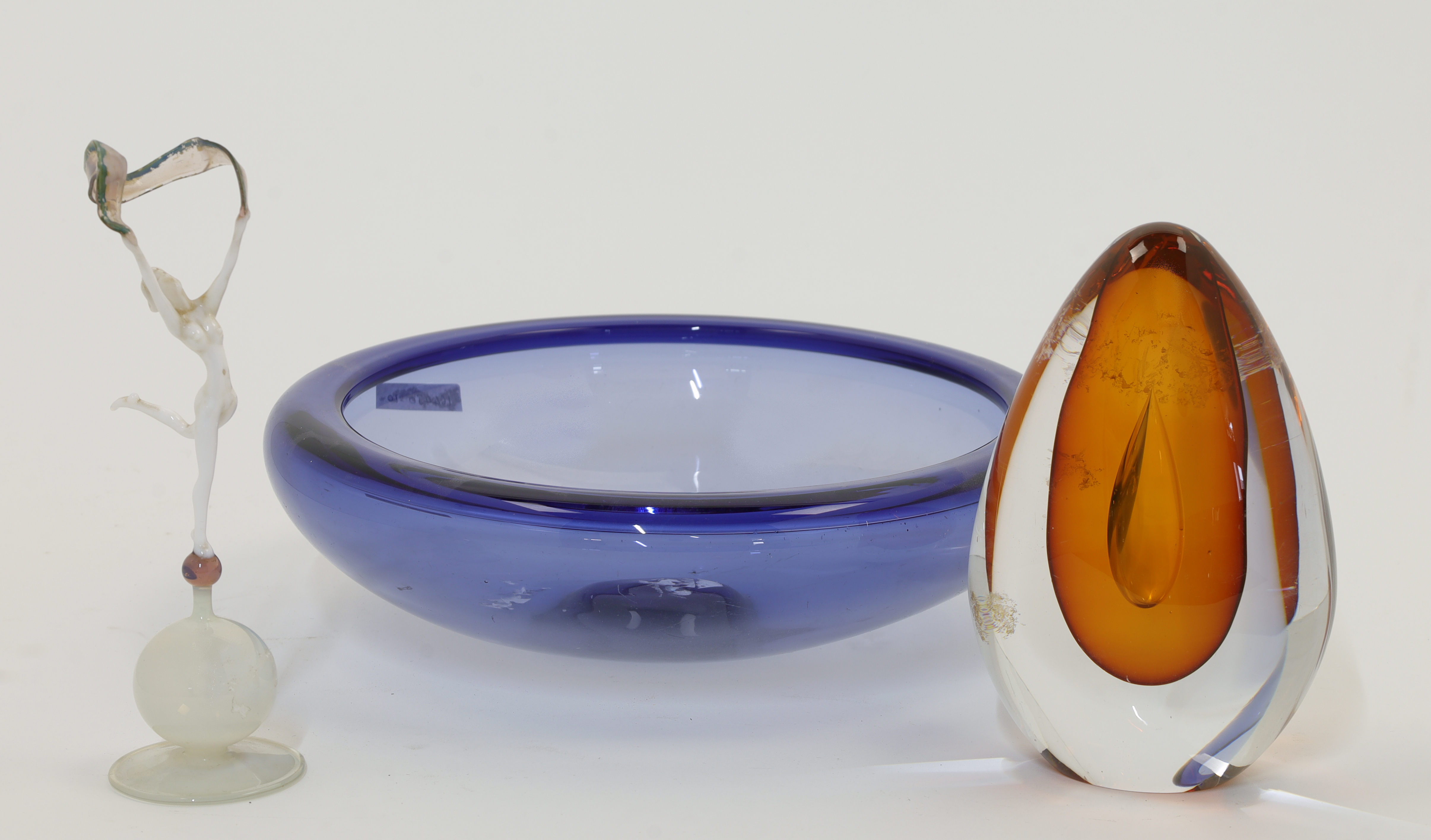 Per Lutken fra Holmegaard, Denmark, a cobalt coloured glass bowl, c.1950, incised to base Holmega...