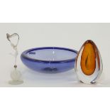 Per Lutken fra Holmegaard, Denmark, a cobalt coloured glass bowl, c.1950, incised to base Holmega...