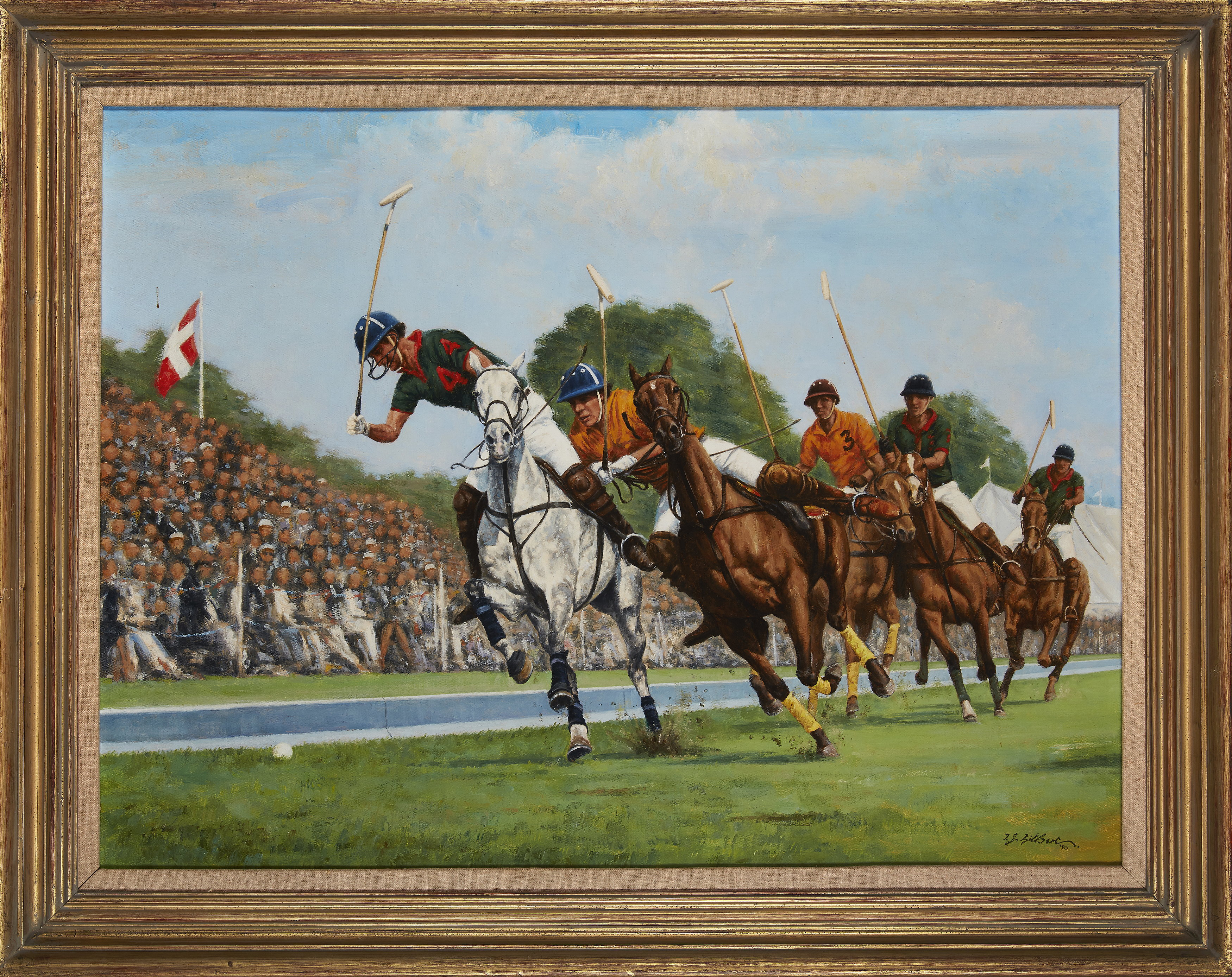 Terence Gilbert,  British b.1946 -  Polo match, 1990; oil on canvas, signed and dated lower rig... - Image 2 of 3