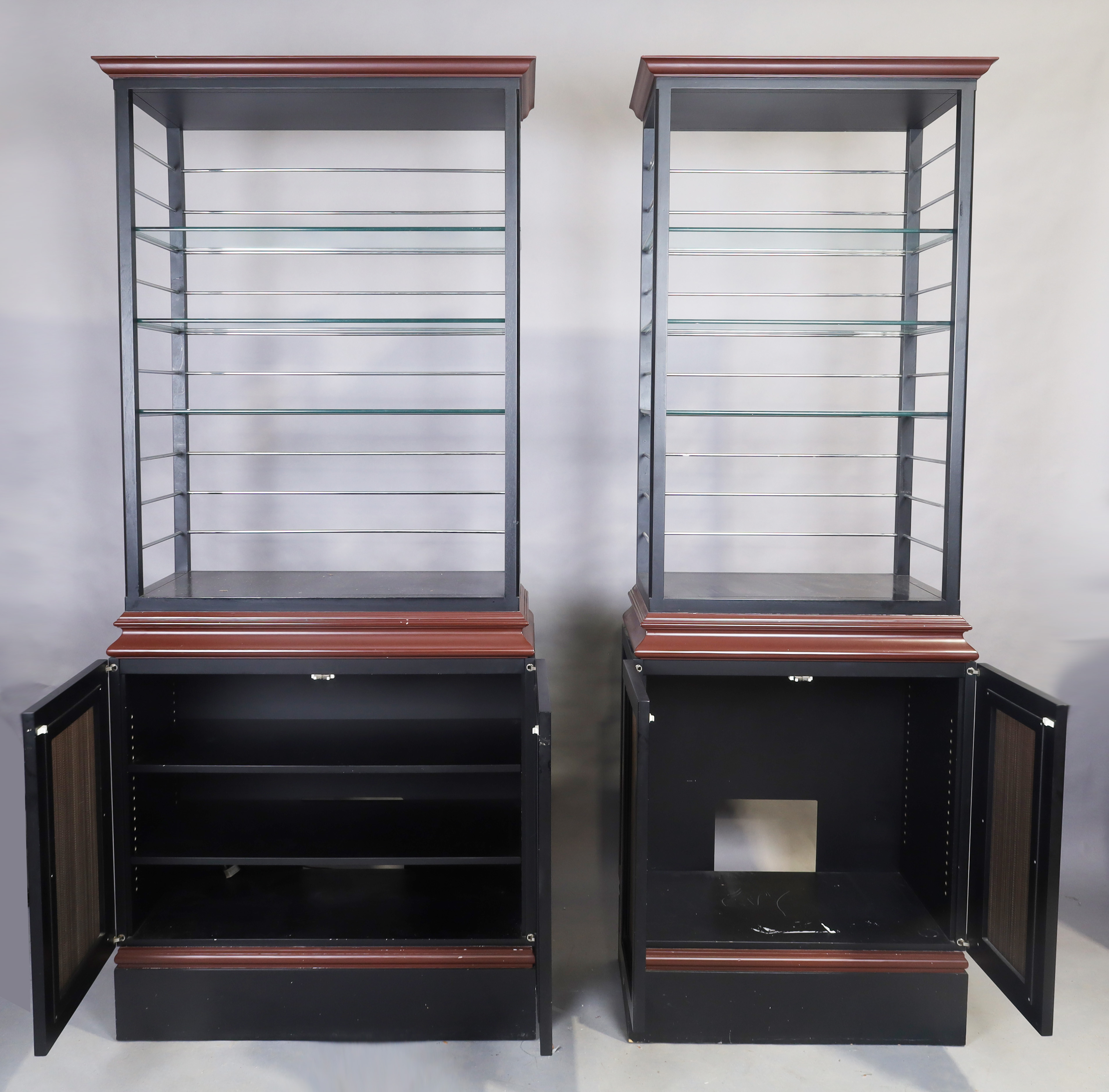 Two modern bespoke made ebonised cabinets, 230cm high, 100cm wide, 49cm deep (largest), 230cm hig... - Image 2 of 2