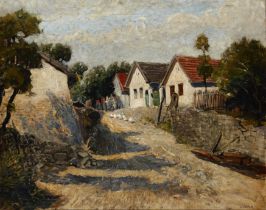 Ferenc Ujváry,  Hungarian 1898-1971 -  Village scene;  oil on canvas, signed lower right 'Ujvár...