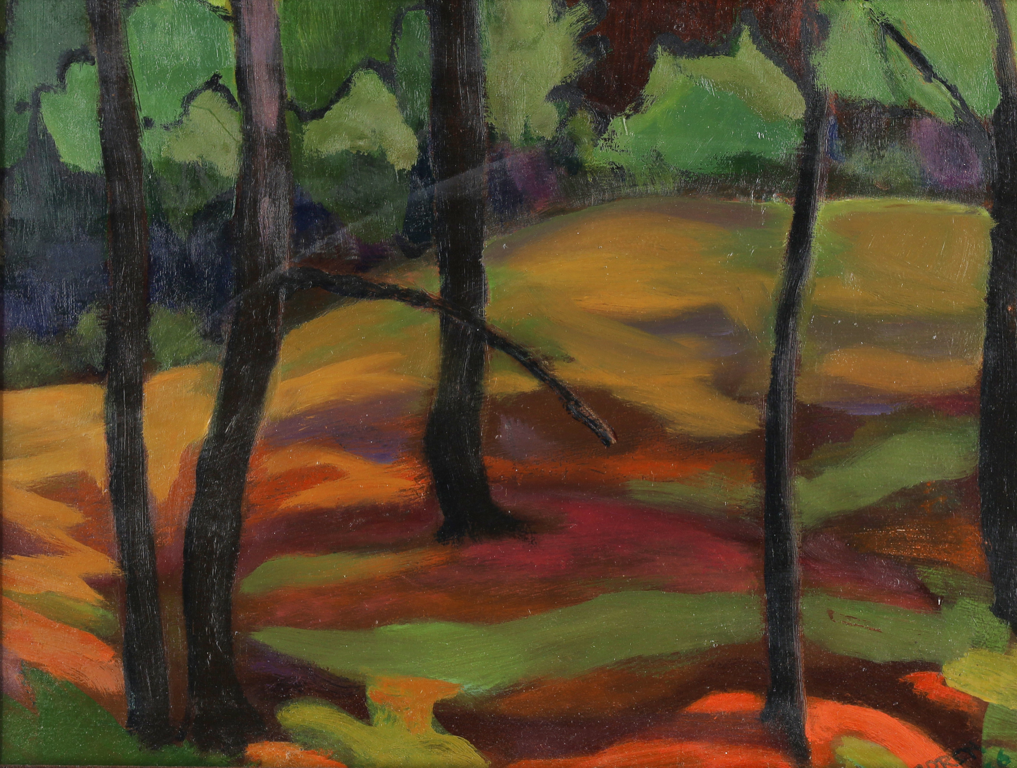 A Soren,  Canadian 20th century -  Woodland scene, 1966;  oil on panel, signed and dated lower ...