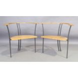 A pair of post modern armchairs, last quarter 20th century, steel and beech (2)