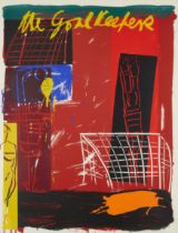 Bruce McLean,  British b.1944-  The Goal Keeper;  screenprint in colours on wove, signed in pen...