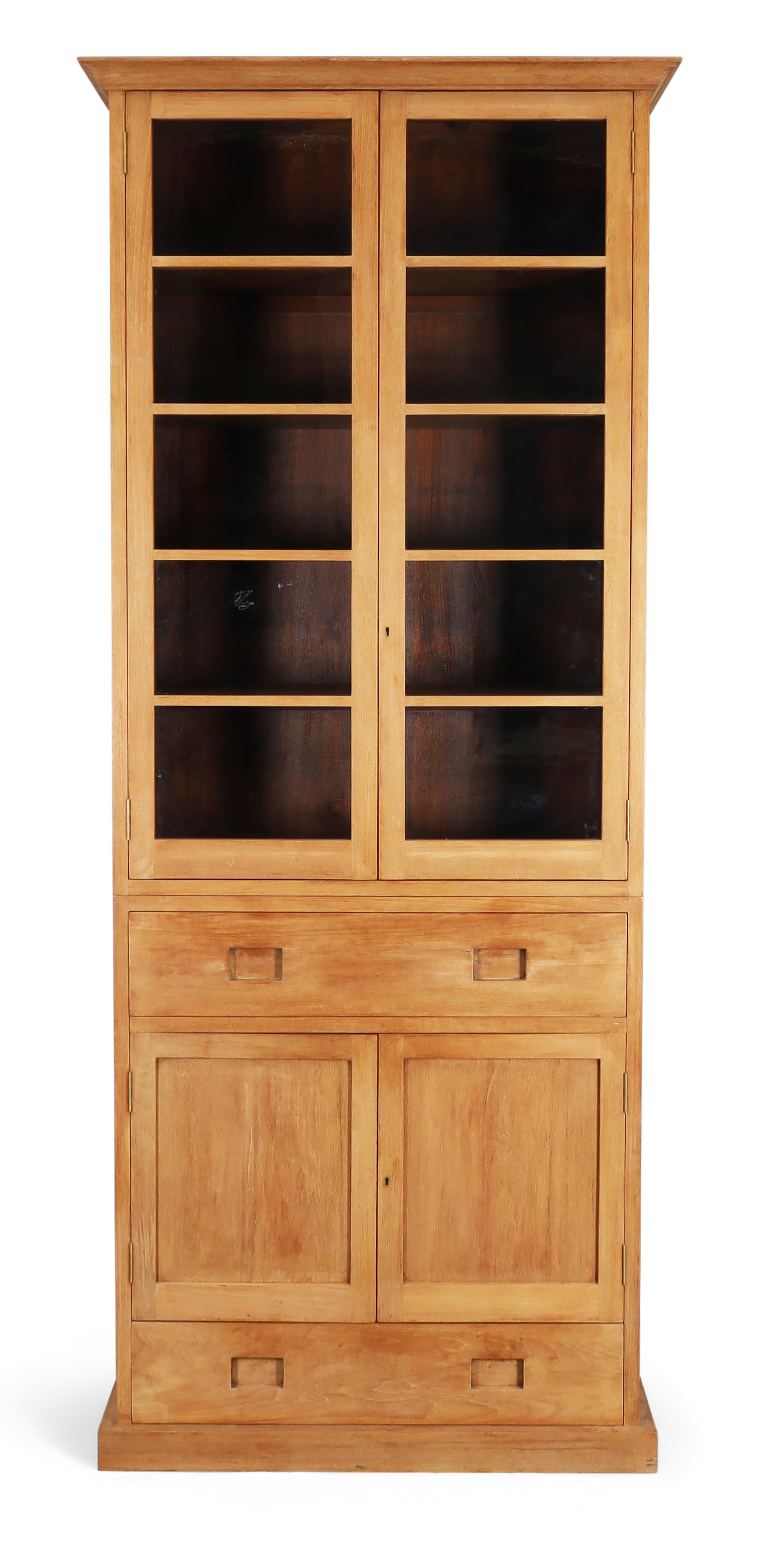 Edric van Vredenburgh, a large bookcase, late 20th century, solid teak, glass, 266cm high, 110cm ...