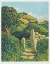 Jo March,  British b.1962-  The Stone Steps;  giclée print in colours on wove,  signed and numb...