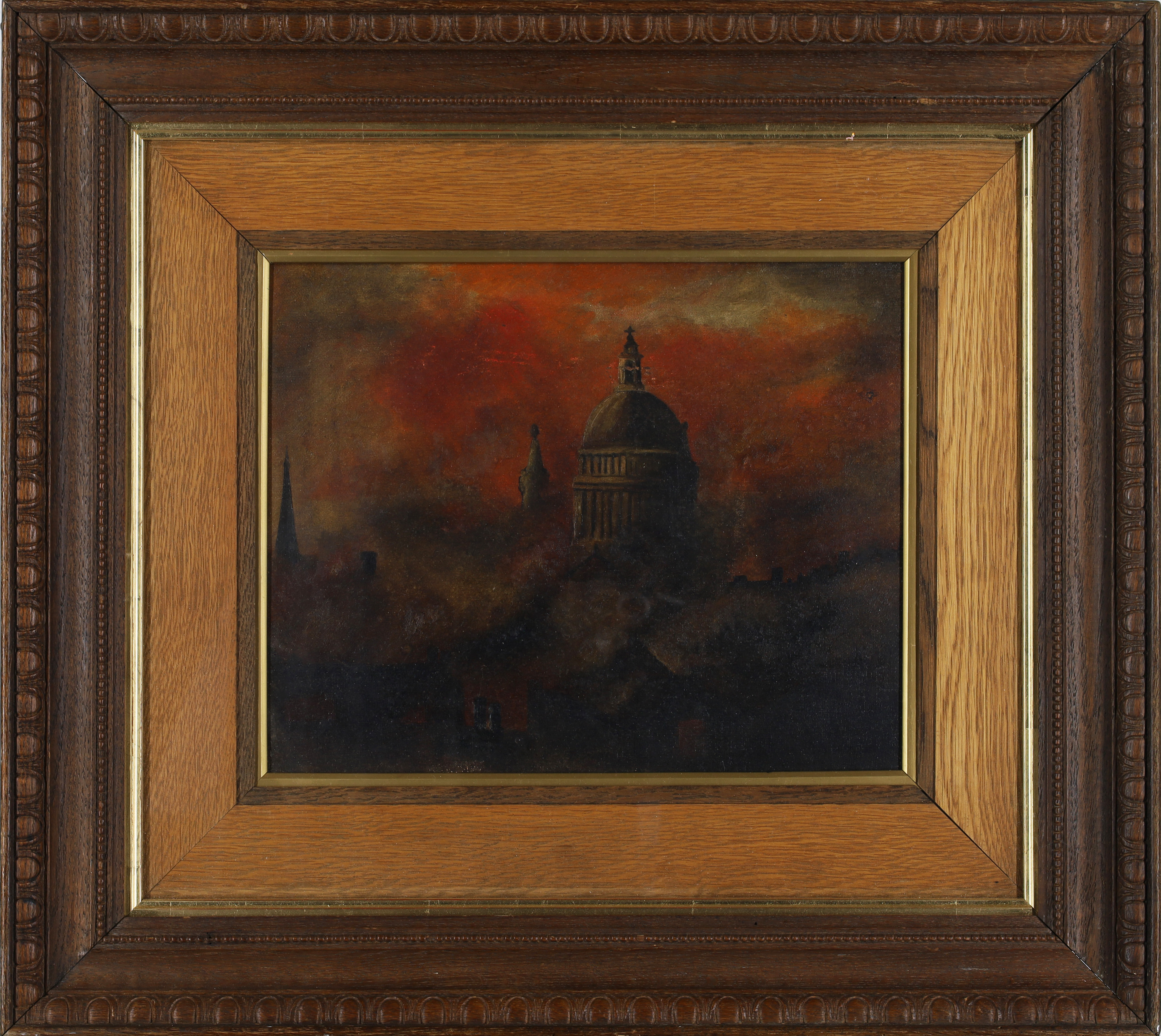 British school,  20th century -  After Herbert Mason' St. Pauls on Fire;  oil on board, 29 x 36... - Image 2 of 2