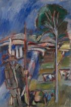 John Watson,  British 1923-1992 -  The Fisherman, 1990; oil on canvas, signed and dated lower r...