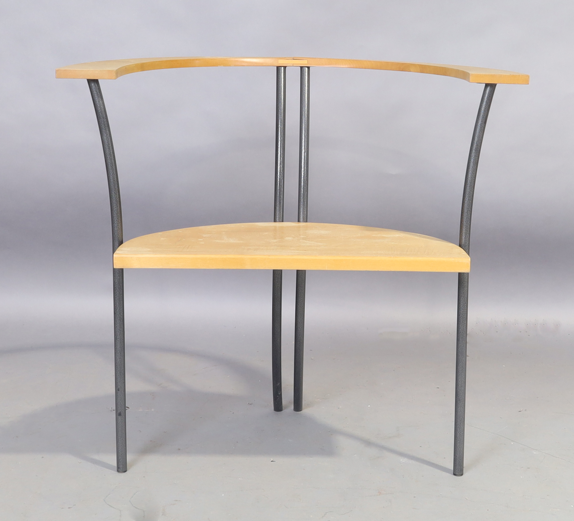 A pair of post modern armchairs, last quarter 20th century, steel and beech (2) - Image 2 of 4