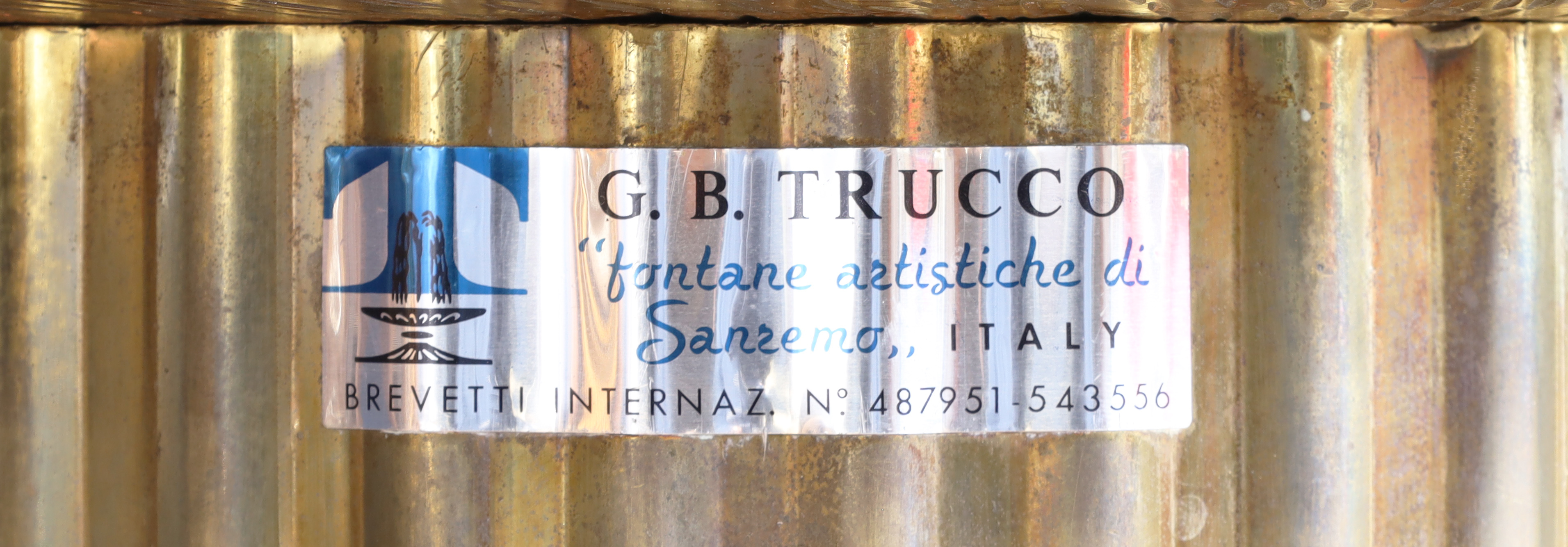 G.B Trucco, Fountain, second half 20th century, brass, copper, steel, glass, granite, later elect... - Image 2 of 2