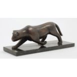 Robert L. Hooke (b.1943), Model of a panther, circa 1990, Bronze, marble base, Monogram and AB...