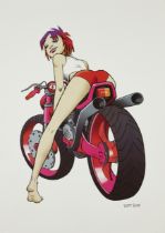 Jamie Hewlett,  British b.1968-  Dirt Bike;  offset lithograph in colours,  titled in the plate...