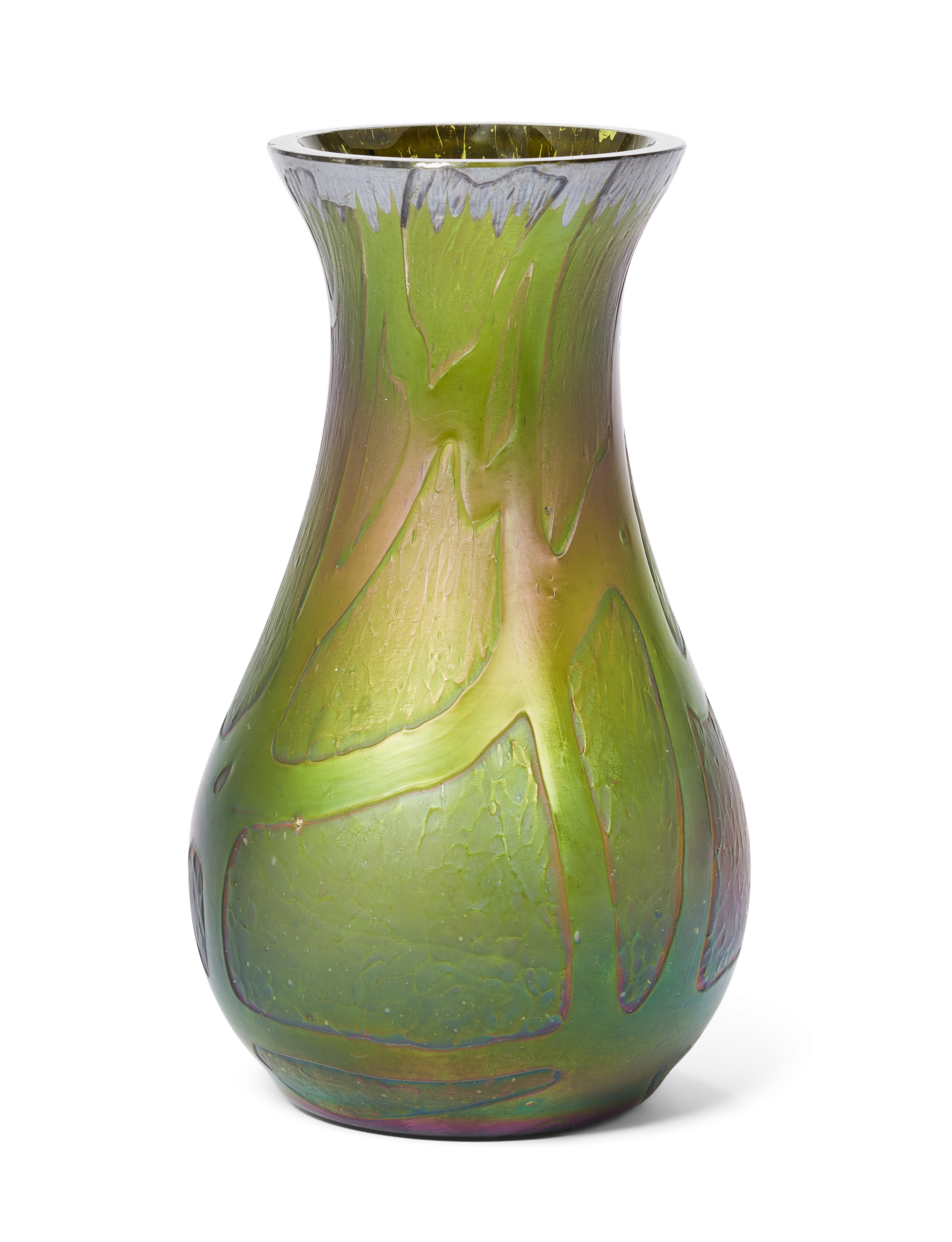 Attributed to Kralik, an iridescent acid etched glass vase, c.1910, 14cm high