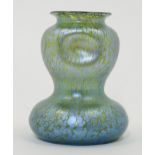 Loetz, a green iridescent glass 'Papillon' vase, c.1900, of waisted form with pinched upper secti...