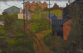 Malcolm J. Hitchcock,  British 1929-1998 -  Country lane, c.1960;  oil on canvas laid down on b...