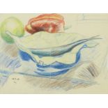 W. Scott,  active c. 1964 -  Still life with fish and vegetables, 1964;  coloured pencil on pap...