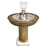 G.B Trucco, Fountain, second half 20th century, brass, copper, steel, glass, granite, later elect...