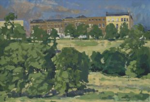 Jason Line,  British b.1965 -  A view of Richmond Hill;  oil on canvas, signed with monogram lo...