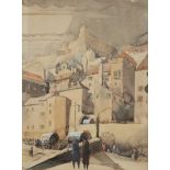 Avril Mary Burleigh,  British 1883-1949 -  Continental town scene with figures;  watercolour on...