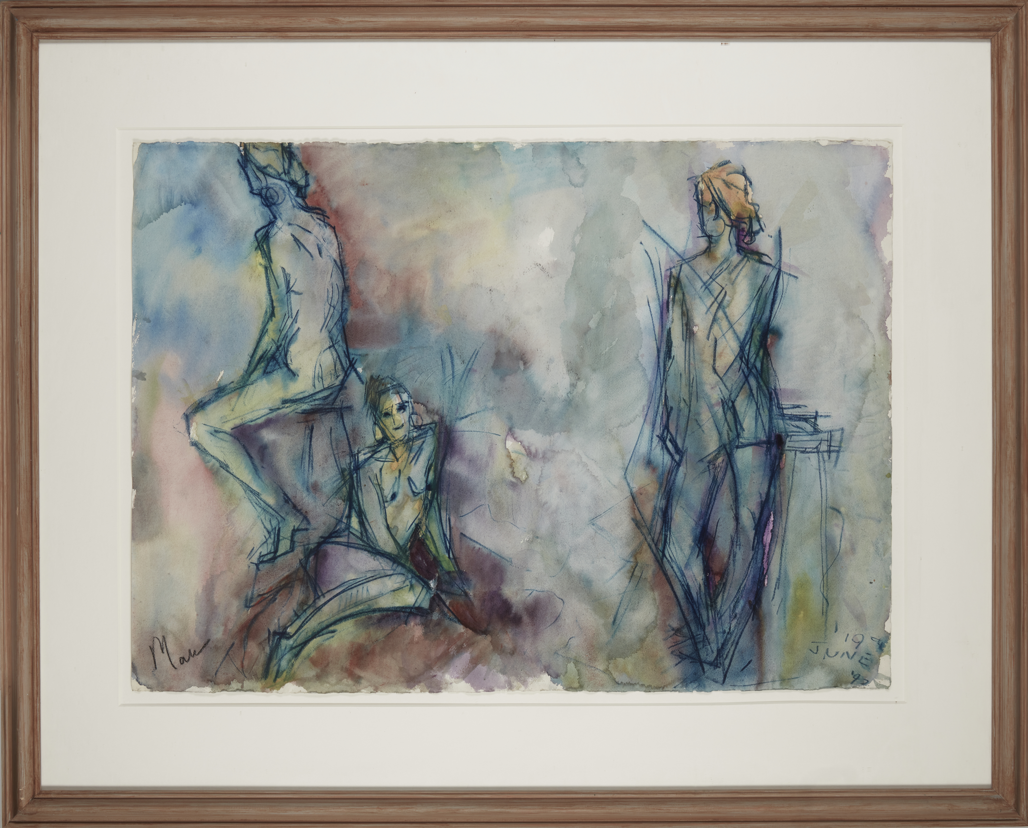 Leslie Marr,  British 1922-2021 -  Three Nudes, 1992;  watercolour on paper, signed lower left ... - Image 2 of 3