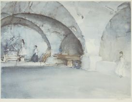 Sir William Russell Flint,  British, 1880-1969,  In the cellar;  lithograph in colours,  signed...