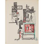 Morris Kronfeld, American 1914-2011,  Fantasy I & II; two pen and ink architectural studies on ...