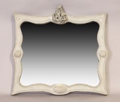 A moulded concrete framed mirror, 20th century, 67cm x 70cm