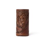 A small Chinese deeply-carved bamboo 'scholars' brush pot, bitong Qing dynasty, 18th century Fi...