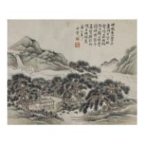 Shao Zhongxiu (late Qing dynasty) 'Lake in the mountains', Circa 1875 Ink and colour on paper m...