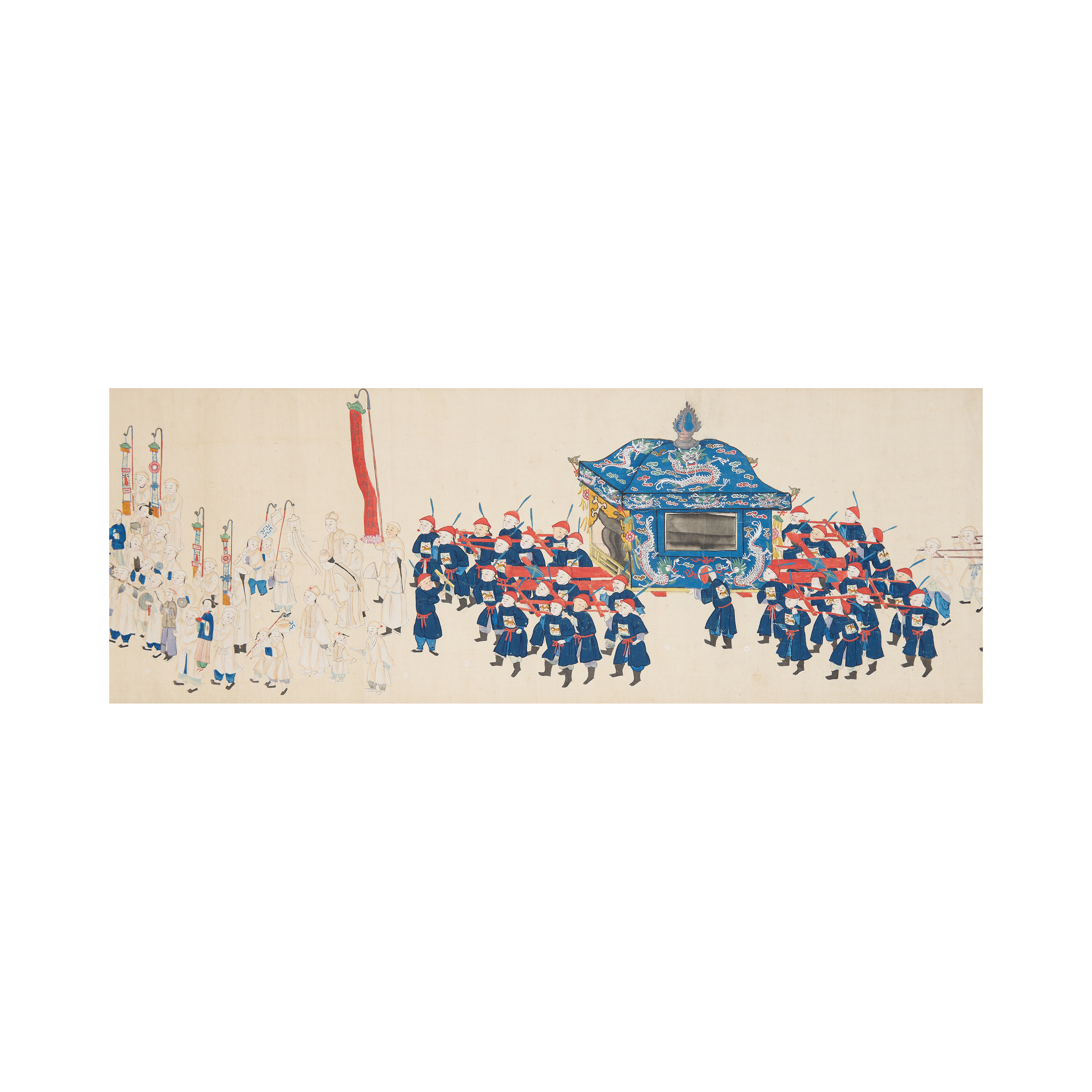 After Xue Ji (649 - 713) 'Procession' Ink and colour on silk, mounted as handscroll, 321cm x 25... - Image 7 of 8