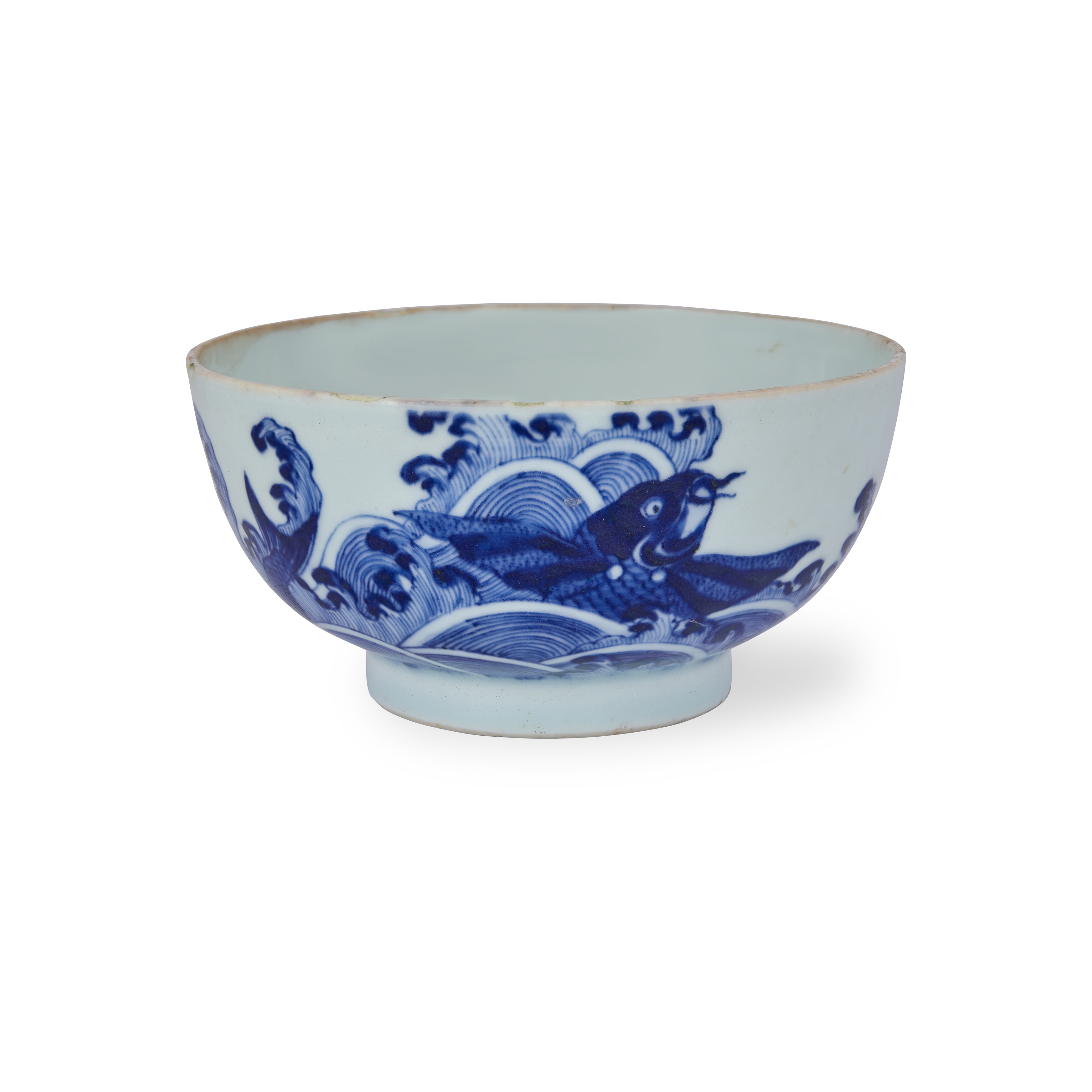 A Chinese Bleu de Hue 'winged carps' bowl for the Vietnamese market Qing dynasty, 19th century ...