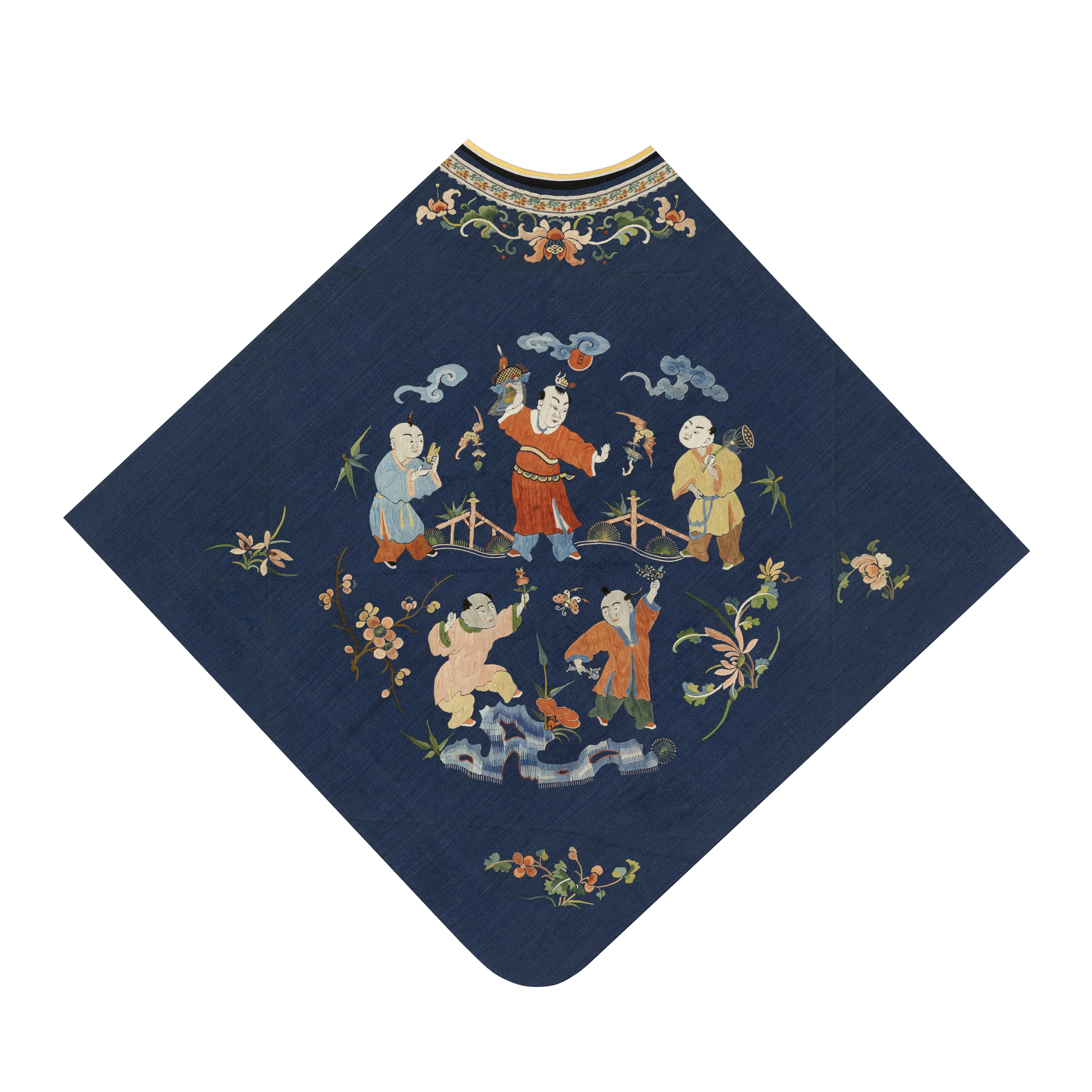 Three Chinese works of art Early 20th century Comprising a Chinese silk embroidered collar, Rep... - Image 4 of 4