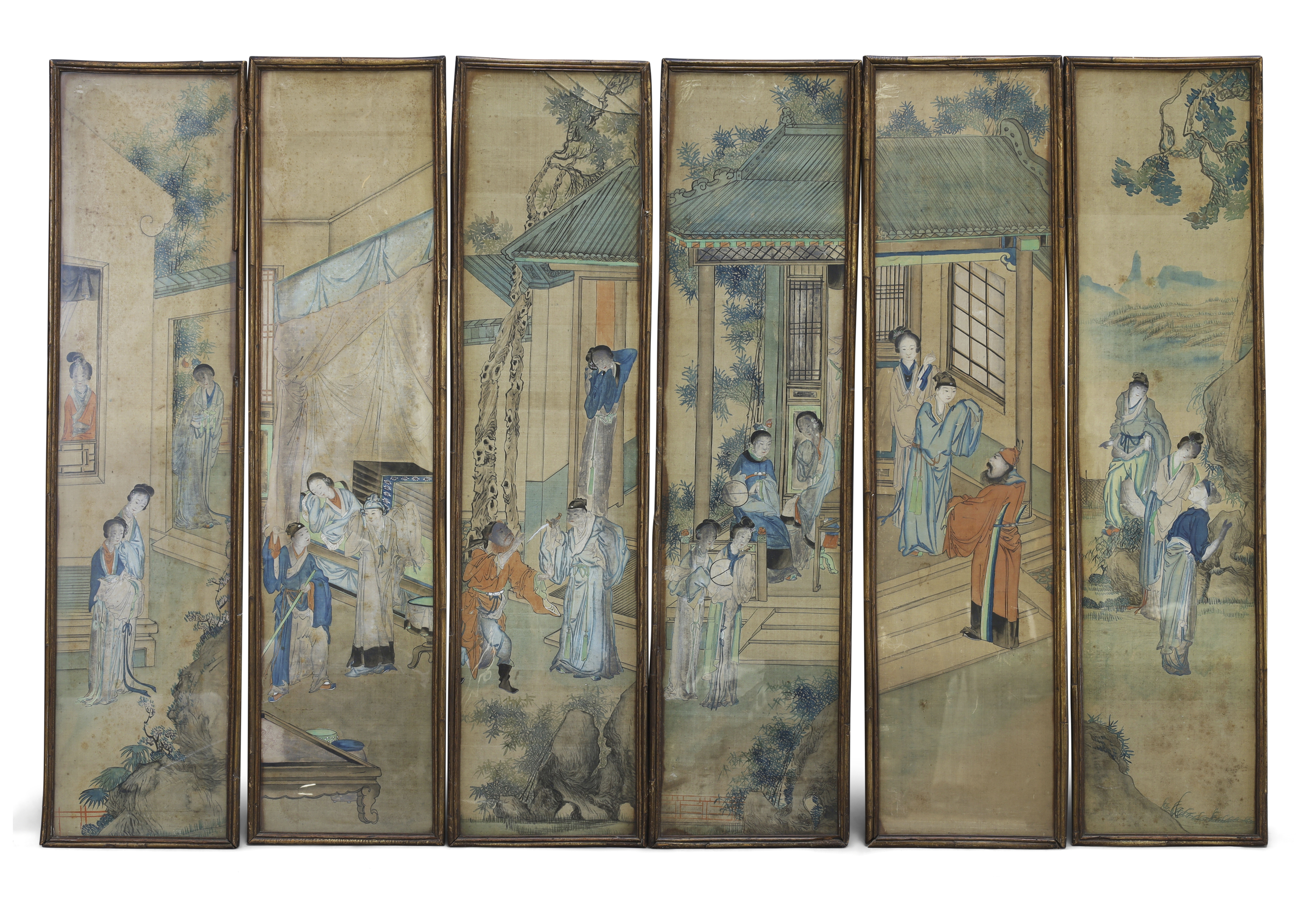 Chinese School, 19th century  'Narrative scenes from literature' Ink and colour on silk, set of... - Image 2 of 2