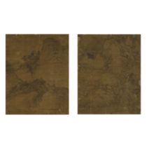 Chinese School, 17th century 'Mountainous landscapes' Ink on silk, a pair of paintings with sil...
