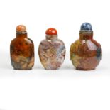 Three Chinese chalcedony agate snuff bottles Qing dynasty, early 19th -19th/20th century Compri...