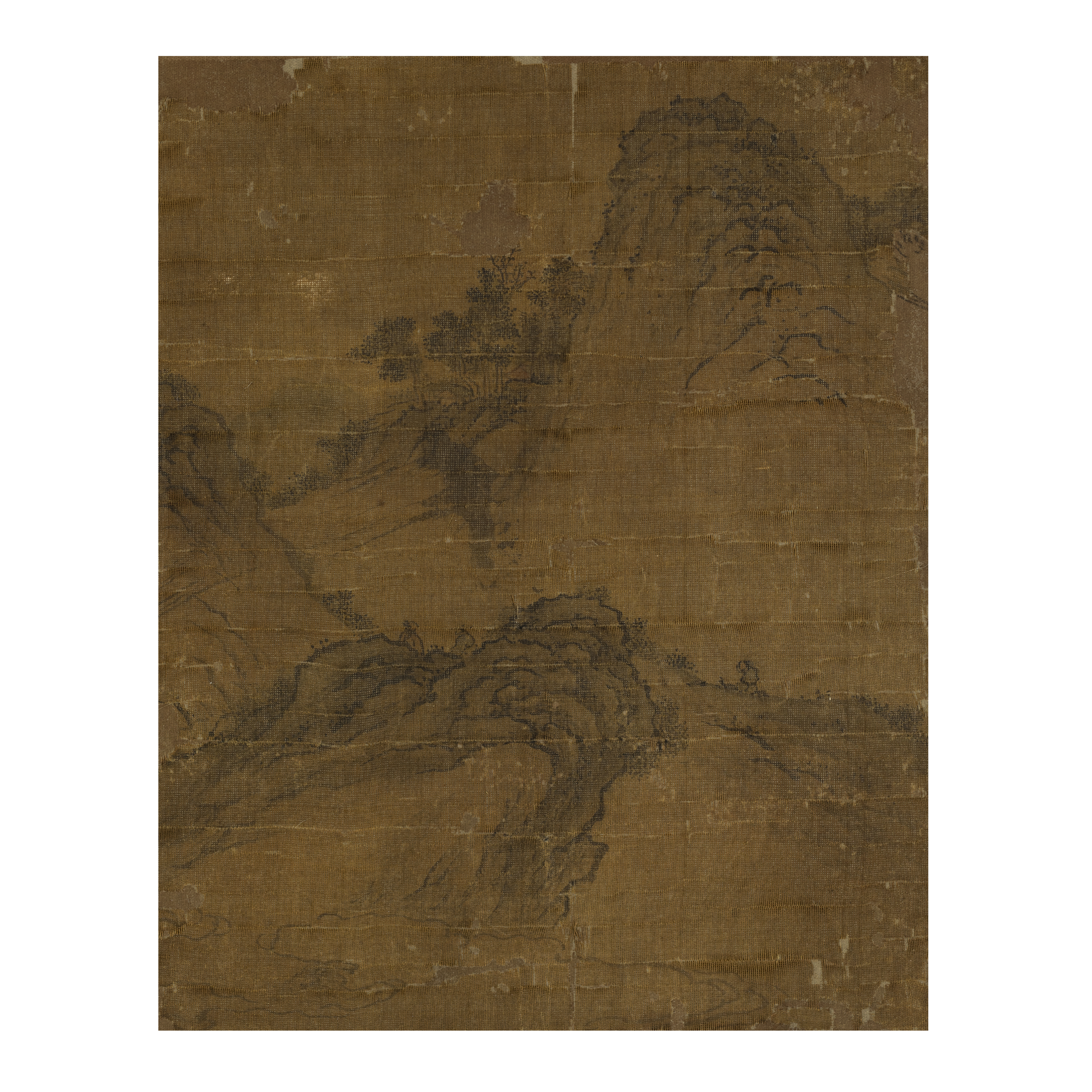 Chinese School, 17th century 'Mountainous landscapes' Ink on silk, a pair of paintings with sil... - Image 2 of 3