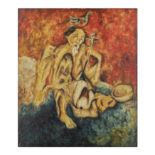 Tran Thi Nhan (b. Circa. 1900) An oil on canvas painting of an old man, signed to painting and t...