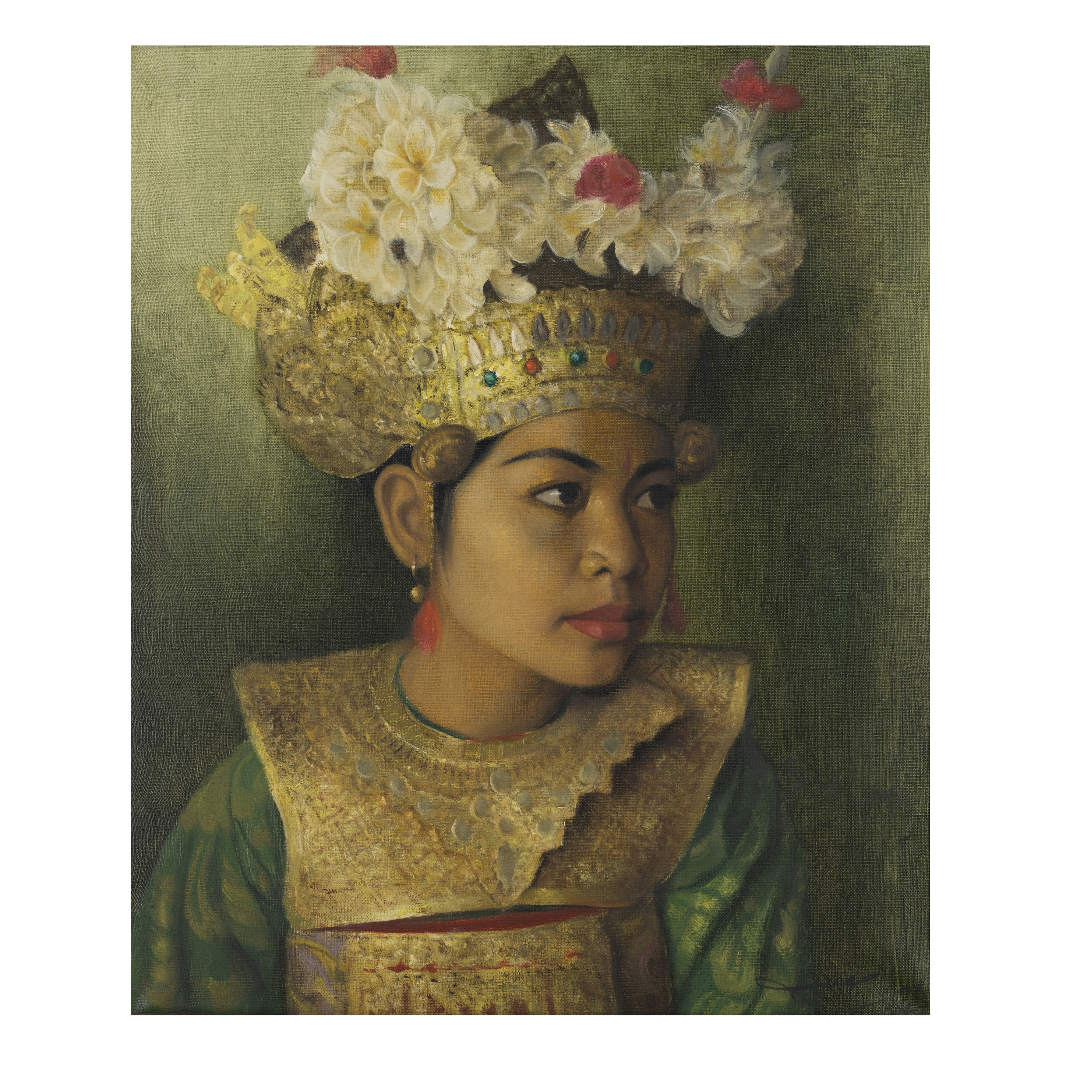 Dullah (1919-1996) 'Portrait of a Legong dancer', 1979 Oil on canvas, dated 1979 to the reverse...