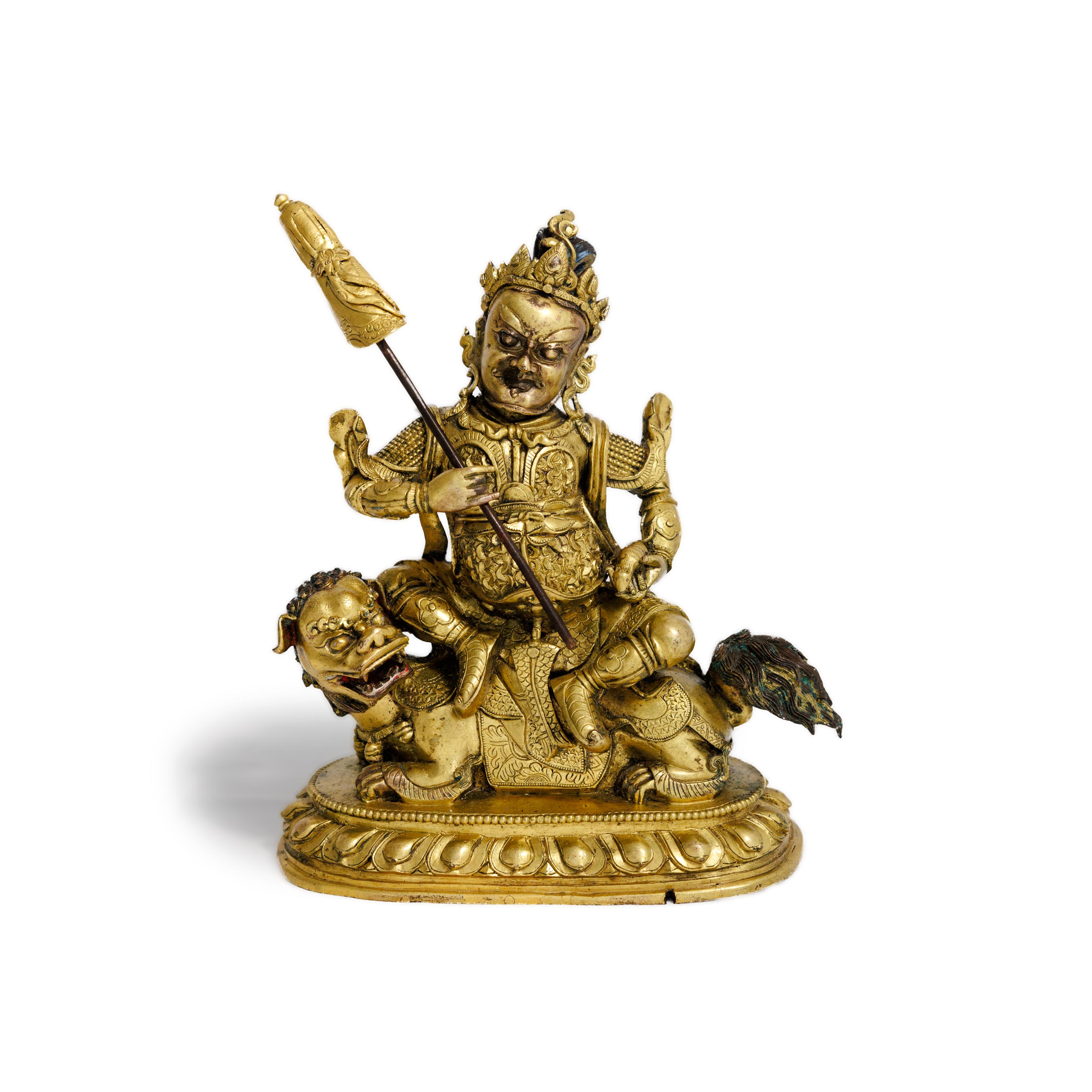 A Sino-Tibetan gilt copper-alloy figure of Vaishravana Qing dynasty, 17th/18th century The God ...